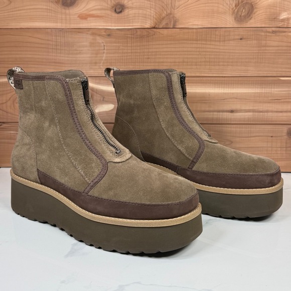 UGG Women Cityfunc Zip Water-Resistant Platform Bootie‎ Hickory Suede Size 12 - Picture 7 of 15